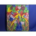 Multicolor Birds Painting by PJ. Donald on Canvas, 20 x 24 in.